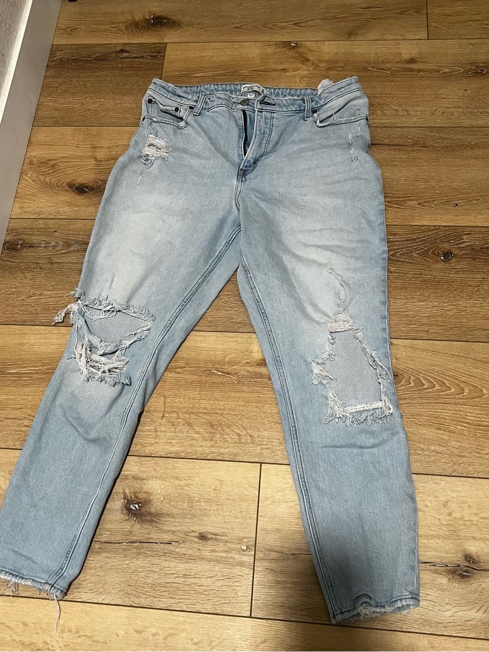 Abercrombie & Fitch Light Blue Distressed Boyfriend Jeans